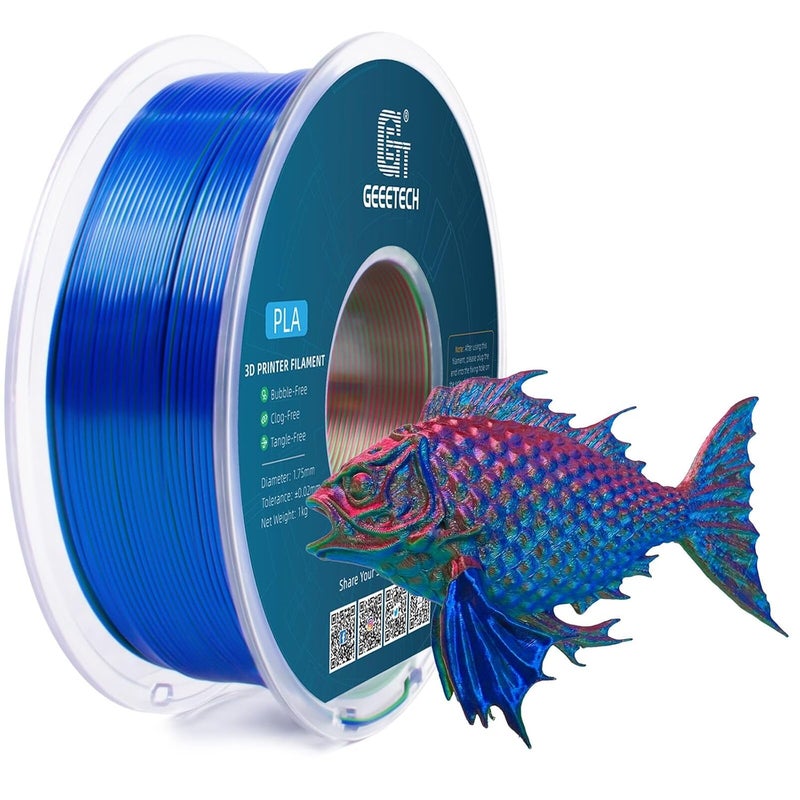 Geeetech Silk PLA Tri Color Filament 1.75mm 3D Printer Filament, Coextrusion Red Blue Green Tri-Colors Metal-Like Shiny Silk PLA Filament, 1kg (2.2lbs) 1 Spool, Dimensional Accuracy +/- 0.02 mm - Image 2